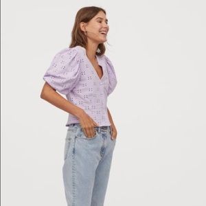 H&M NWOT lavender puff-sleeve top Xs